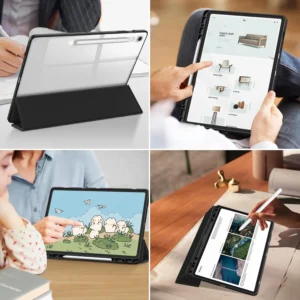 کیف اسمارت شفاف EVO تبلت Galaxy Tab S10 FE plus 4 کیف اسمارت شفاف EVO تبلت Galaxy Tab S10 FE plus